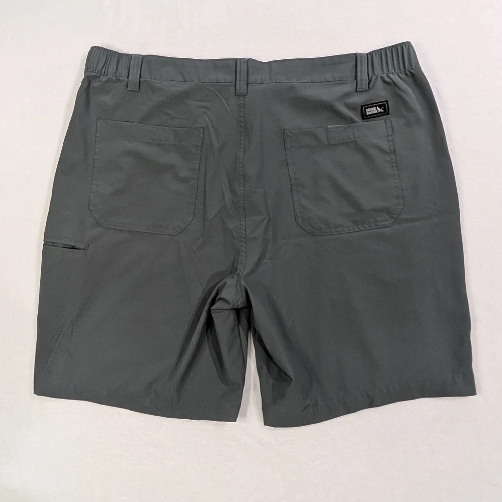 Eddie Bauer Flex Waist Tech Shorts | Sage Green Gray Performance Hiking Mens XL‎